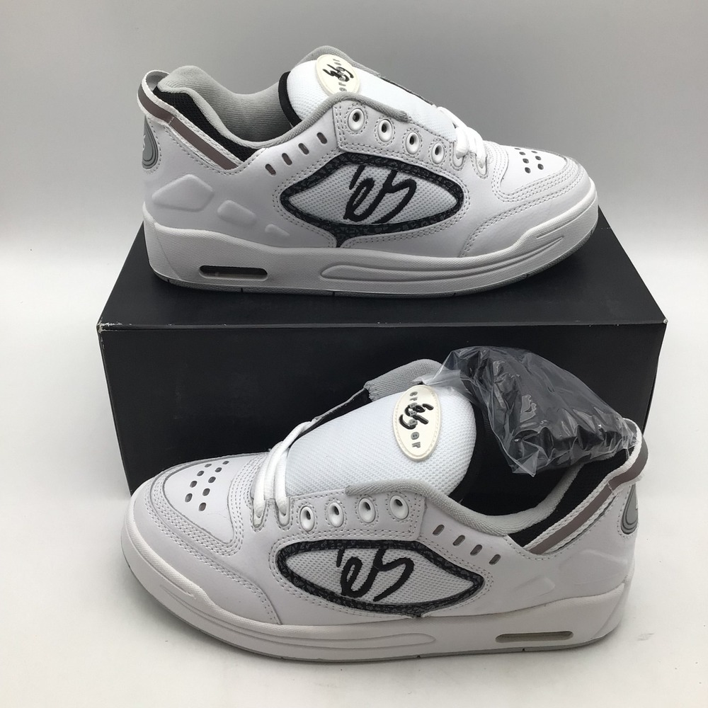 Es Creager Mens Skate Shoes White Grey Black Retro Chunky Sneakers Size 8.5 NEW